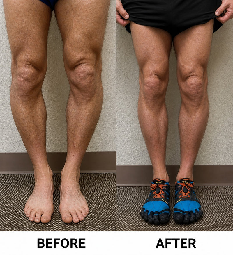 Bow legs correction before and after illustration